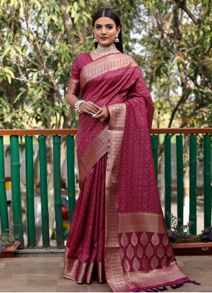 Purple Patola Silk Weaving Traditional Saree
