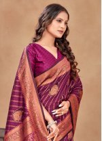 Purple Satin Woven Designer Saree