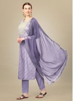 Purple Silk Blend Embroidered Trendy Salwar Kameez