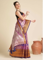 Purple Silk Border Trendy Sari