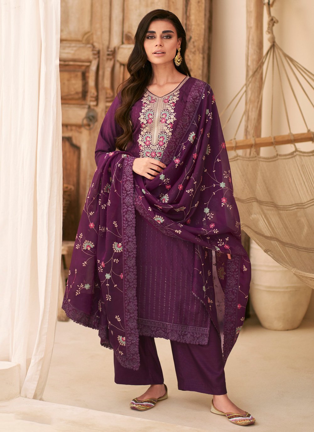 Purple Banarasi Silk With Zari Weaving Salwar Suit – Bahuji - Online  Fashion & Lifestyle Store