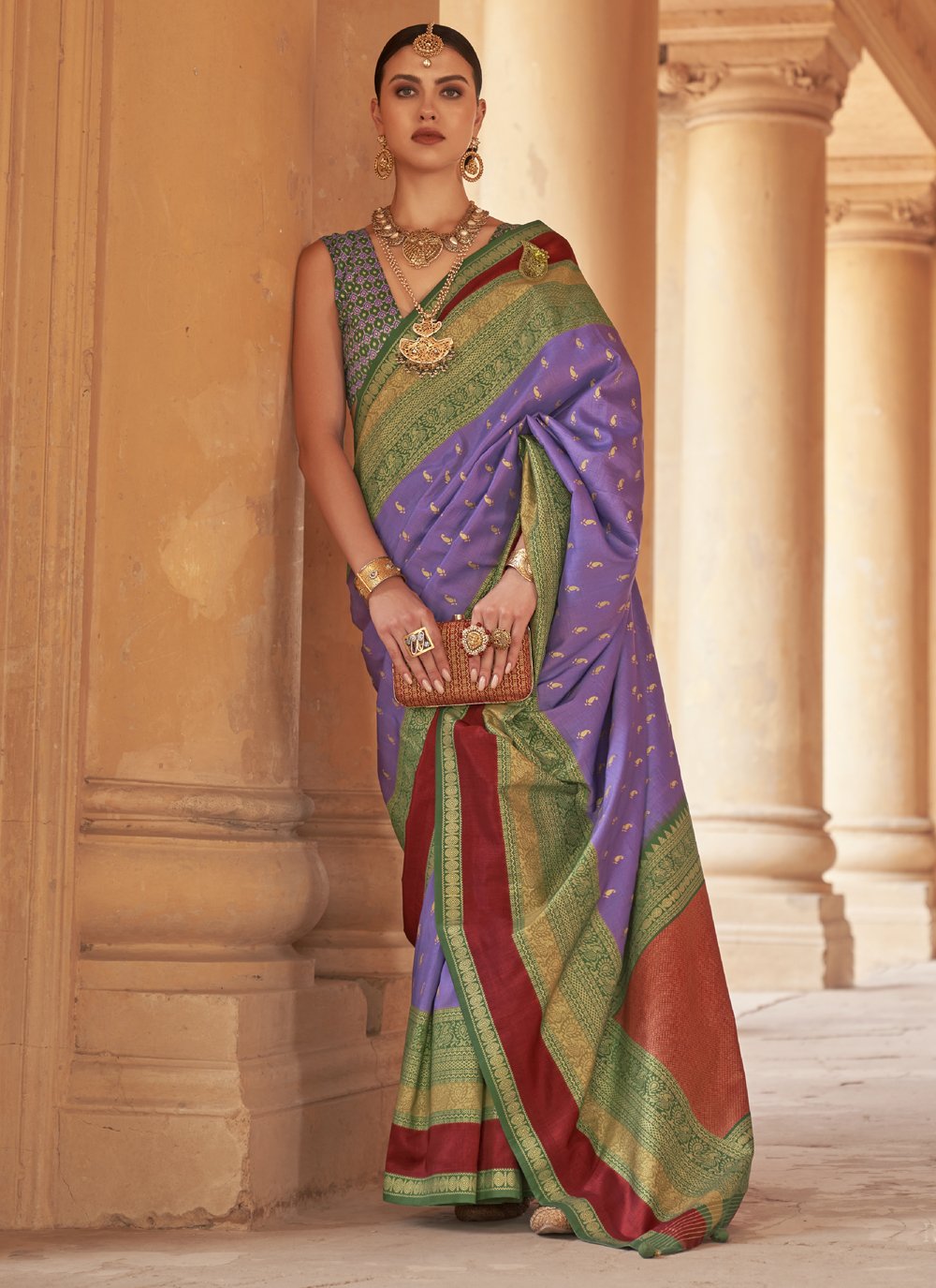 Purple Silk Patola Print Trendy Sari