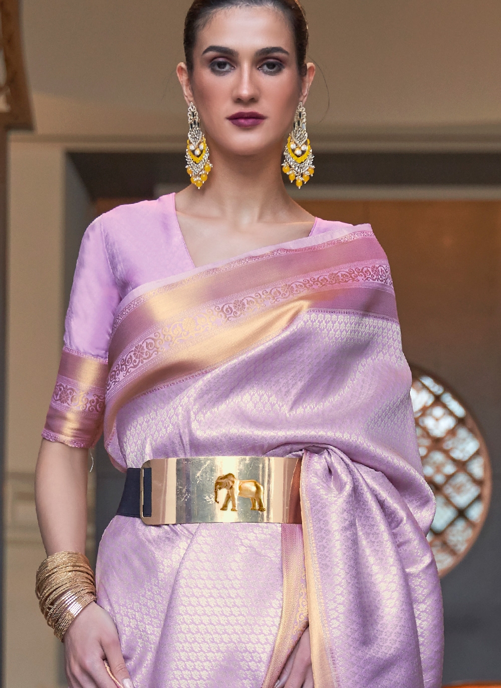 Buy Purple Silk Weaving Contemporary Saree Online : UK 