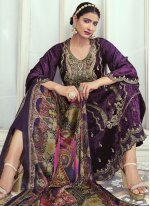 Purple Velvet Embroidered Pakistani Salwar Suit