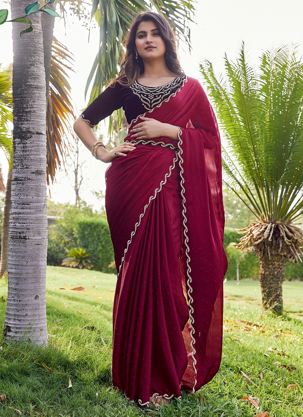 Beautiful bandhani saree with designer lace border - ShopLance