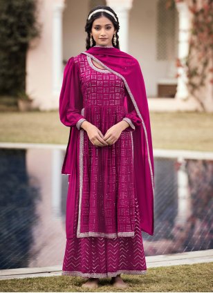 Rani Georgette Embroidered Palazzo Salwar Suit