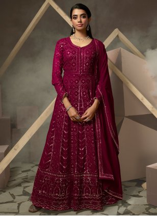 Rani Georgette Lucknowi Work Trendy Gown