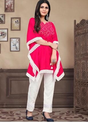 Floral Summer One Piece Kurti Type Dress With Ruffle Work For Women