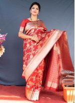 Red Banarasi Silk Weaving Designer Saree
