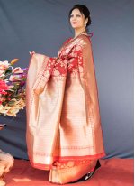 Red Banarasi Silk Weaving Designer Saree