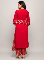 Red Crepe Printed Salwar suit