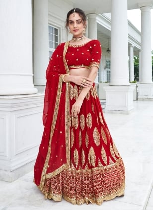 Buy Maslin Cotton Black and Red Trendy Designer Lehenga Choli Online