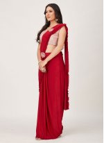 Red Imported Plain Trendy Designer Saree
