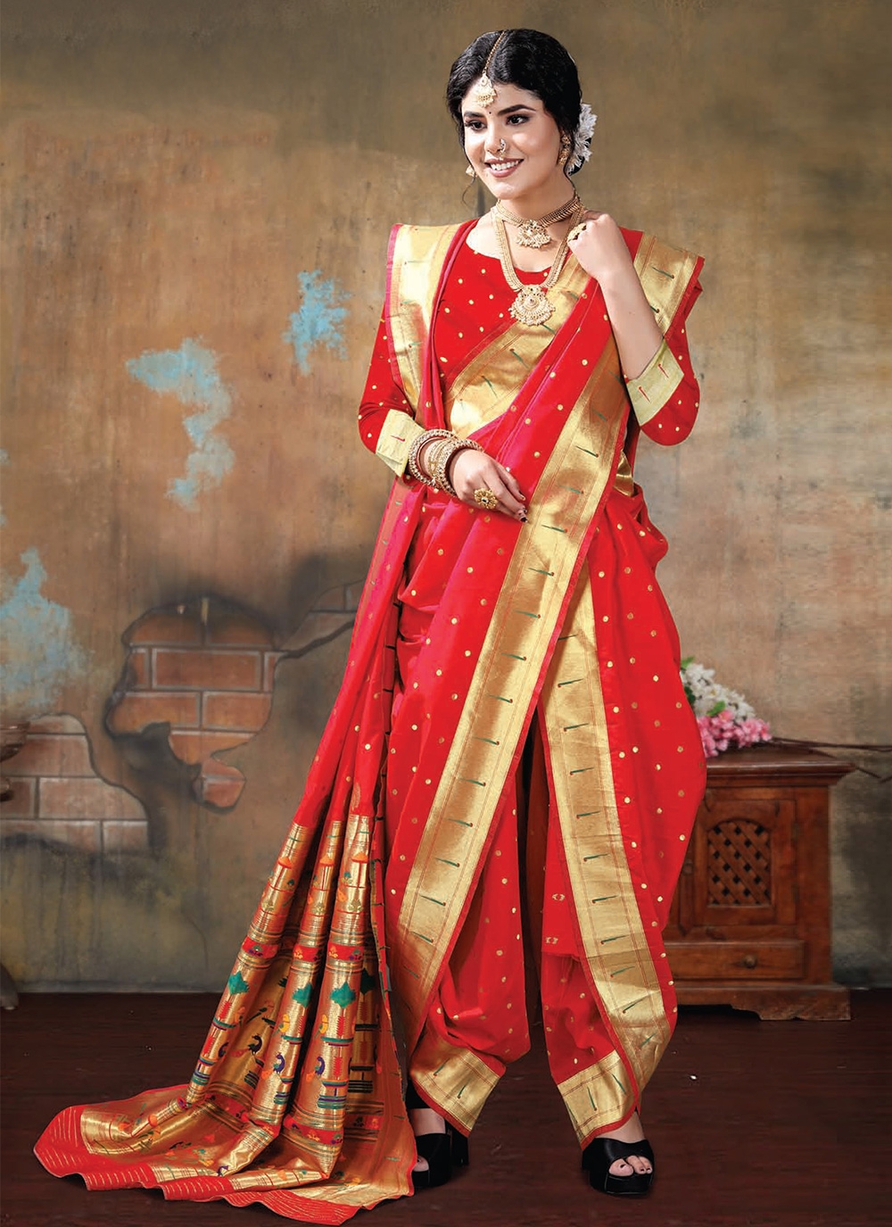 Find Ready to wear 9 wari Paithani by AtoZ collection near me | Wagle I.E.,  Thane, Maharashtra | Anar B2B Business App