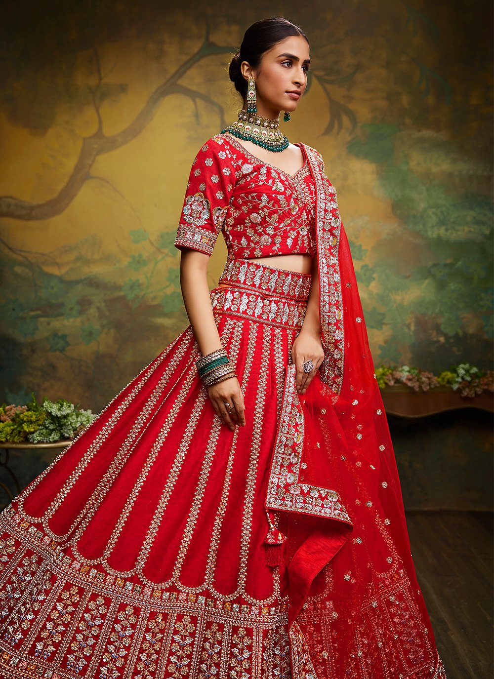 Silk Semi-Stitched Wedding Wear Designer Heavy Lehenga Choli at Rs 5499 in  Surat