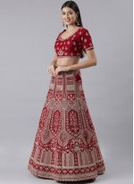 Designer Red Silk Embroidered Lehenga Choli for Wedding