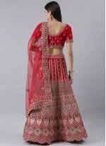 Red Silk Embroidered Trendy Designer Lehenga Choli for Wedding