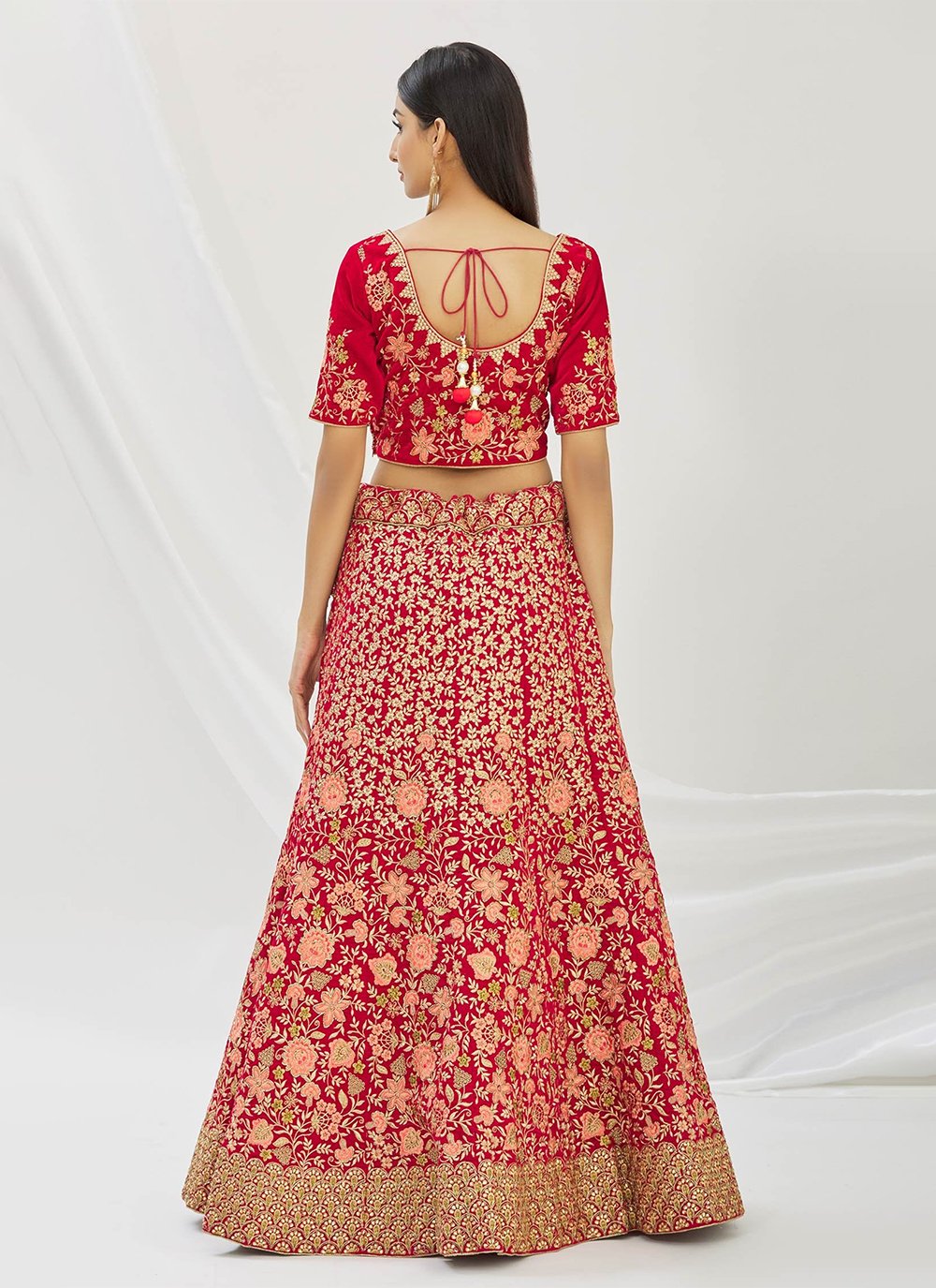Buy Wine Georgette Cut Dana Prisms Embroidery Open Neck Cape Lehenga Set  For Women by BAIDEHI Online at Aza Fashions.