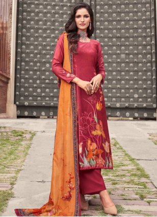 Bandhej Red Salwar Kameez Suit, Punjabi Patiala Rayon Suit With Tafeta Silk  Dupatta, Stitched for Girls & Women Designer Patiala Salwar Suit -   Canada