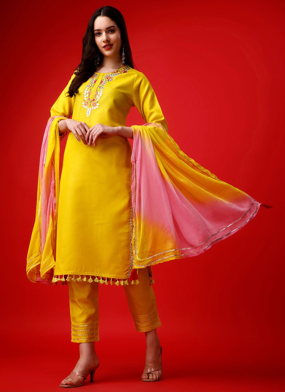 Yellow Colour Ikaaya Readymade Wholesale Designer Salwar Suits Catalog 901  B - The Ethnic World