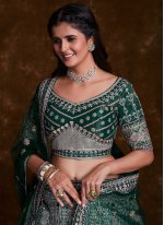 Designer Sea Green Art Silk Fabric Thread Work Trendy Chaniya Choli for Wedding