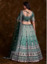 Designer Sea Green Art Silk Fabric Thread Work Trendy Chaniya Choli for Wedding