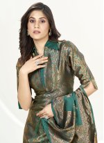 Sea Green Banarasi Silk Woven Straight Salwar Suit