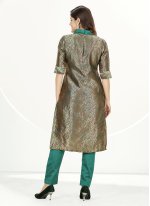 Sea Green Banarasi Silk Woven Straight Salwar Suit