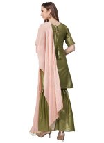 Sea Green Blended Cotton Plain Readymade Salwar Suits