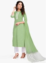 Sea Green Cotton  Embroidered Trendy Salwar Kameez