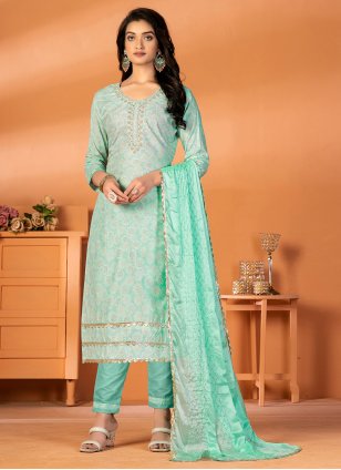 Pista Green Straight Suit – Megha and Jigar