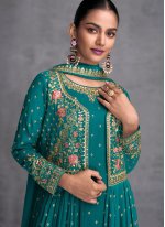 Sea Green Georgette Embroidered Salwar suit