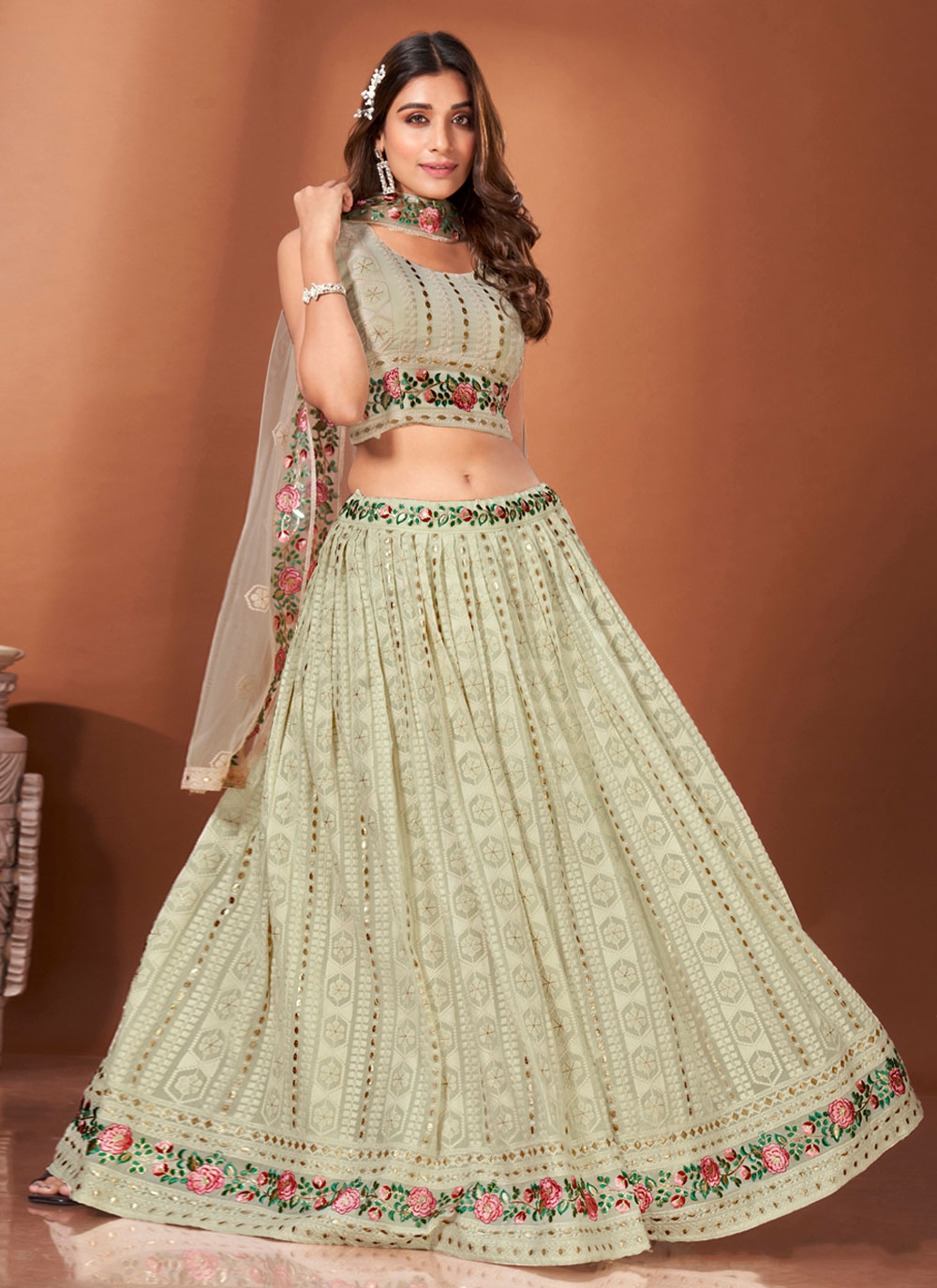 Women Pink Net Partywear Lehenga Choli Online - Inddus US. – Inddus.com