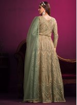 Sea Green Net Embroidered Anarkali Suit for Party Wear