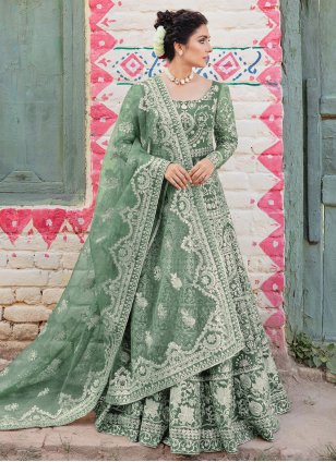 Sea green color trendy designer gown for casual look – Joshindia