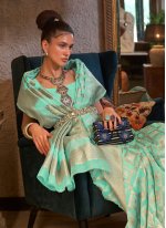 Sea Green Patola Silk Hand Work Designer Sari