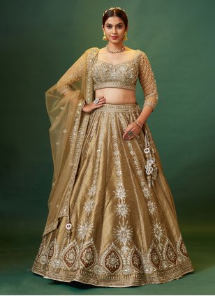 Buy URS Yellow Net Lehenga With Lace Blouse at Amazon.in