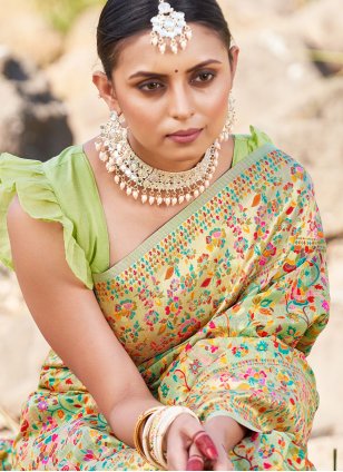Sea Green Silk Weaving Trendy Traditional Saree