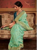 Sea Green Silk Woven Trendy Sari