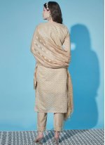 Sensible Embroidered Chanderi Beige Salwar Suit