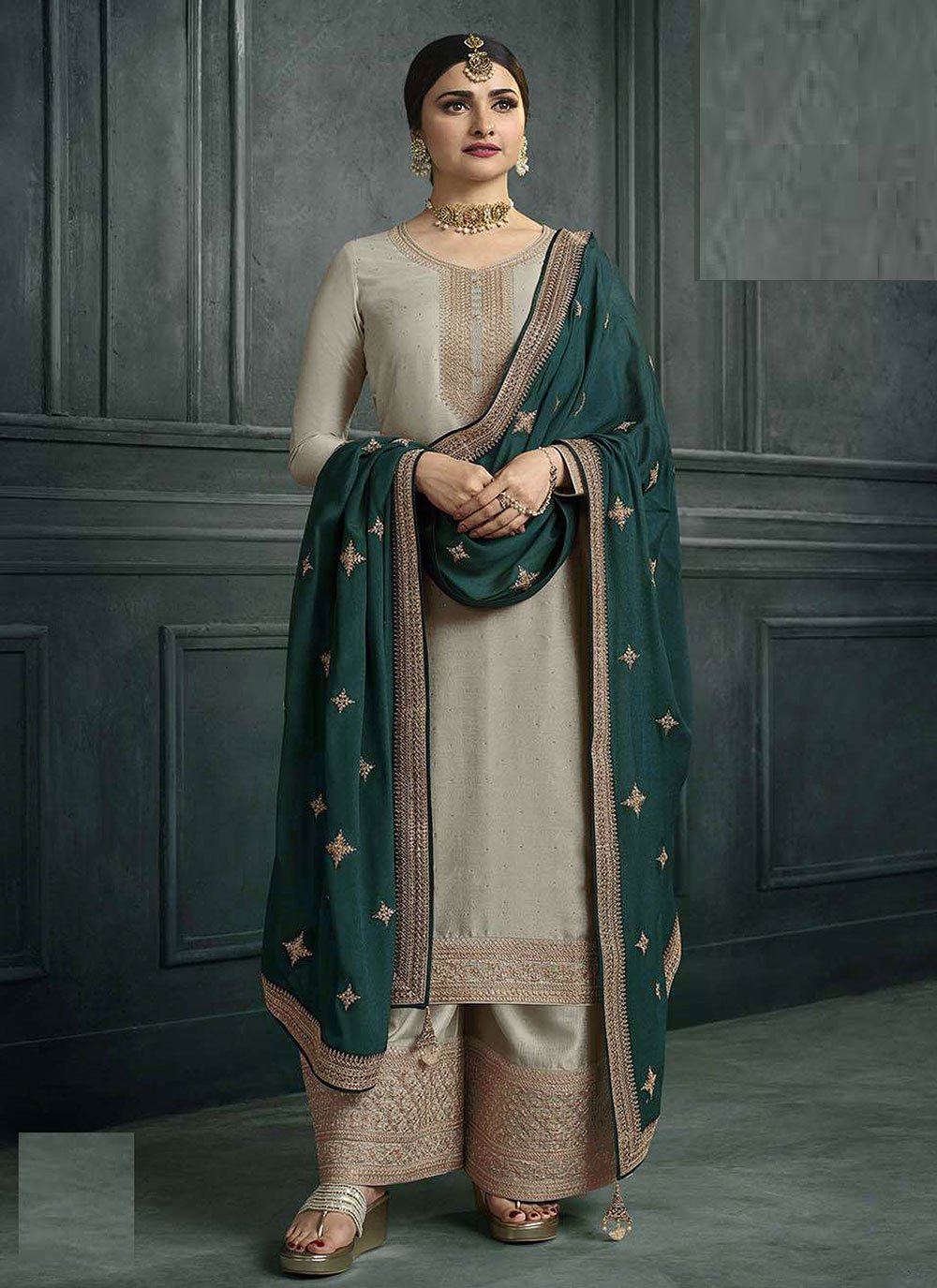 Embroidered Lime Green Chanderi Silk Stitched Suit Set | Kajal-Style-1001 |  Cilory.com
