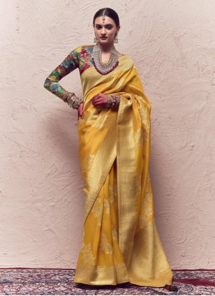 Silk Mustard Contemporary Style Saree