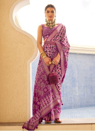 Silk Pink Contemporary Style Saree