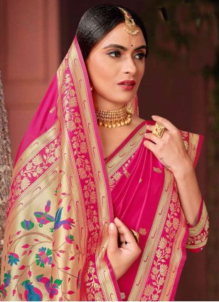 Silk Pink Trendy Saree