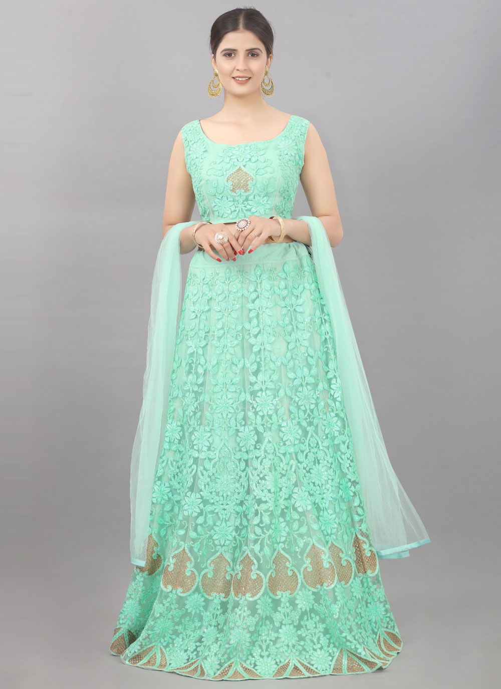 Teal Green Banarasi Party Wear Lehenga Choli 2207LG05