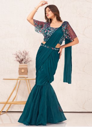 Lehenga Style Saree Online | Buy Mauve Ready To Wear Lehenga Saree