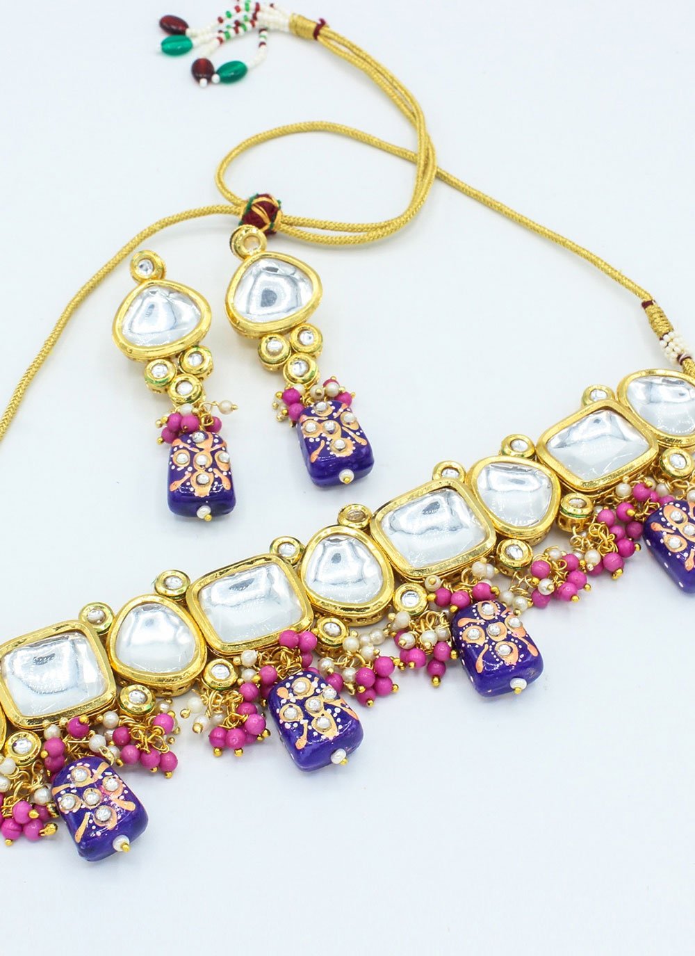 ZAVERI PEARLS Purple Stones & Beads Choker Necklace Earring Ring &  Maangtikka Set For Women-ZPFK15361 : Amazon.in: Fashion