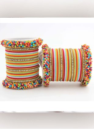 This Multi Colour Bangle is Enhanced with Velvet Metal