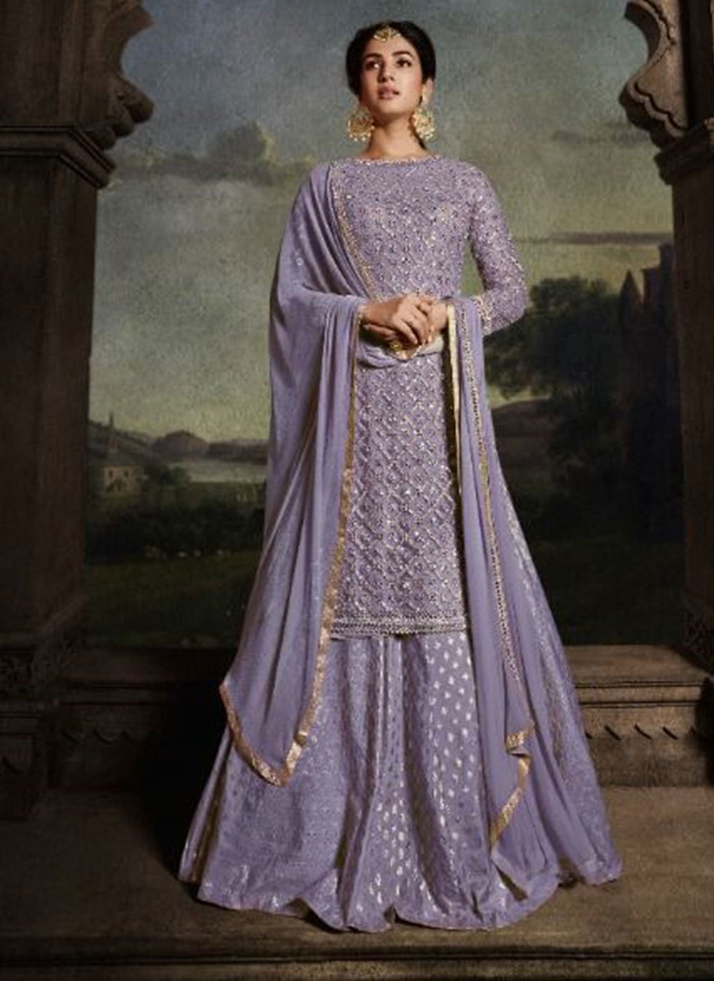 Embroidered Patiala Salwar Suit In Lavender Color – Mindhal