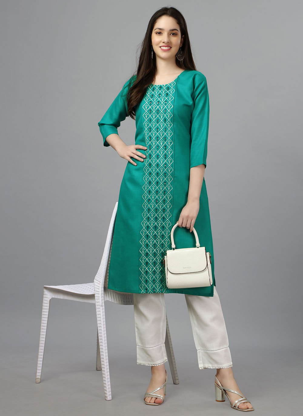 Buy shrish Women's Turquoise Color Kurti & Sharara Set-[SL-TQ- RN- KSH-S]  at Amazon.in